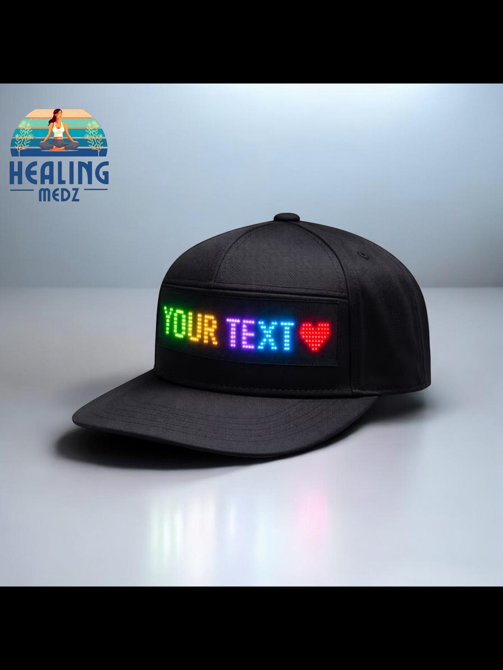 Men/Women Black Programmable LED Night Light Hat Mobile App Control USB Charging